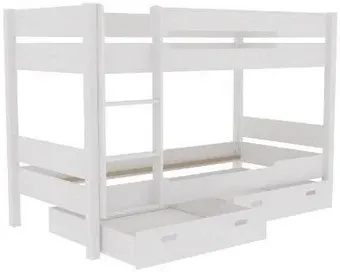 Двухъярусная кровать ММЦ Амелия 90x200 (двухъярусная, с выдвижными ящиками, белый воск)