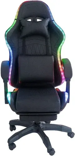 Игровое (геймерское) кресло AR GAMING AR 011 (с LED подсветкой, черный/красная строчка)