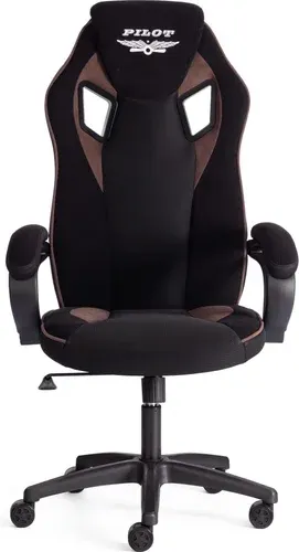 Игровое (геймерское) кресло TetChair Pilot флок/ткань (черный/черный/коричневый)