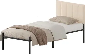 Кровать Домаклево Металика Б90x200+Г4 (черный/молочный велюр)