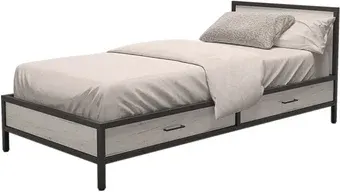 Кровать Millwood Лофт КМ-3.1/1 Л 207x97x81 (дуб белый Craft/металл черный)