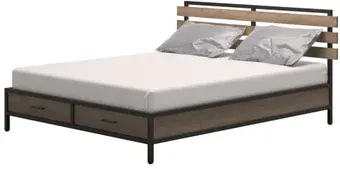 Кровать Millwood Neo Loft КМ-1.8 Л 207x202x94 (дуб табачный Craft/металл черный)