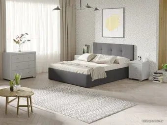 Кровать Ormatek Uno 140x200 (рогожка, тетра графит)