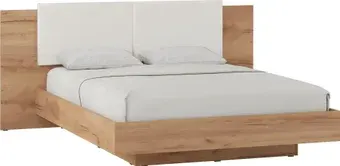 Кровать Премиум Оливия 160x200 (дуб бунратти/светлый кожзам)