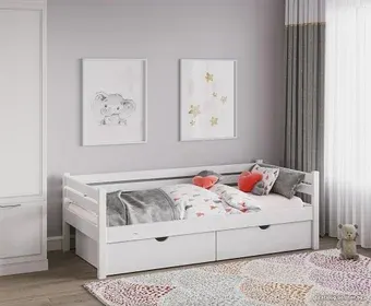 Кровать Rostik 200x90 + ящики (белый)