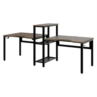 Офисный стол Millwood Сплит с вырезом 2-хместный 254.6x80х110.8 (дуб табачный Craft/металл черный)