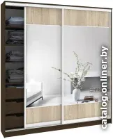 Шкаф-купе Кортекс-мебель Сенатор ШК12-45 Геометрия ДСП с зеркалом (венге/дуб сонома)