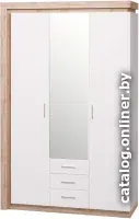 Шкаф распашной Ижмебель Люмен 15 с зеркалом (дуб сокраменто/белый снег)