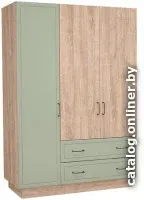 Шкаф распашной Комфорт-S Ханна M4 3-х дверный (дуб баррик/зеленая резеда)