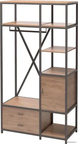 Шкаф распашной Millwood Neo Loft ML-3/L (дуб табачный craft/металл черный)