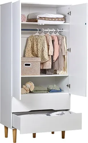 Шкаф распашной Polini Kids Simple двухсекционный с ящиками 3610 0002753.163 (белый/дуб каменный)