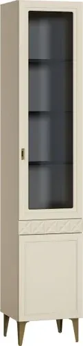 Шкаф-витрина Mobi Марион 16.397.01 (слоновая кость С341 PE/слоновая кость 6898 ПВХ)