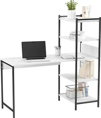 Стол Soma Jack 135x55 со стеллажом (белый/черный)