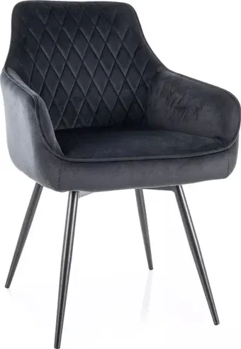Стул с подлокотниками Signal Marlo Velvet Bluvel 19 (черный/черный)