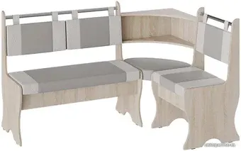 Угловой диван Bon Mebel Дельта (искусственная кожа, дуб солома/серо-белый)