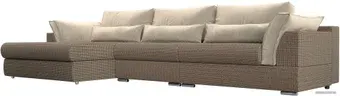 Угловой диван Mebelico Пекин Long 116154L (левый, корфу/микровельвет, коричневый)