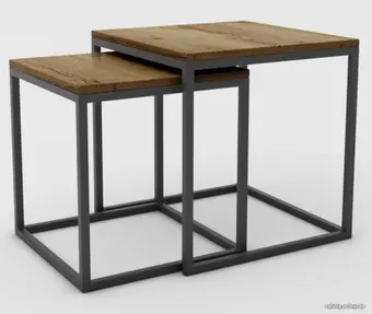 Журнальный столик Hype Mebel Дуэт 40x50-100 (черный/дуб галифакс олово)