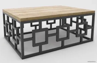Журнальный столик Hype Mebel Лок 75x100 (черный/дуб галифакс натуральный)