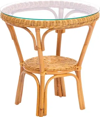 Журнальный столик TetChair Jambi со стеклом 55х55 (натуральный ротанг)